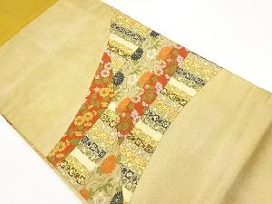 切り嵌め花々に宝・市松模様織出し名古屋帯
